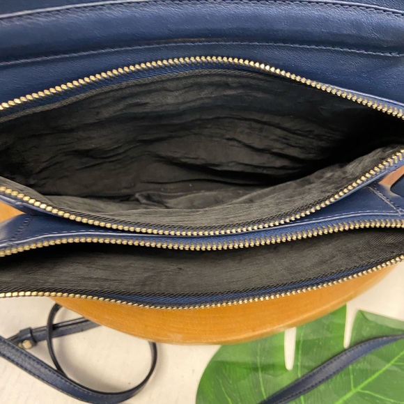 Frank and Oak Navy Blue Leather Envelope Crossbody Bag - Picture 11 of 16